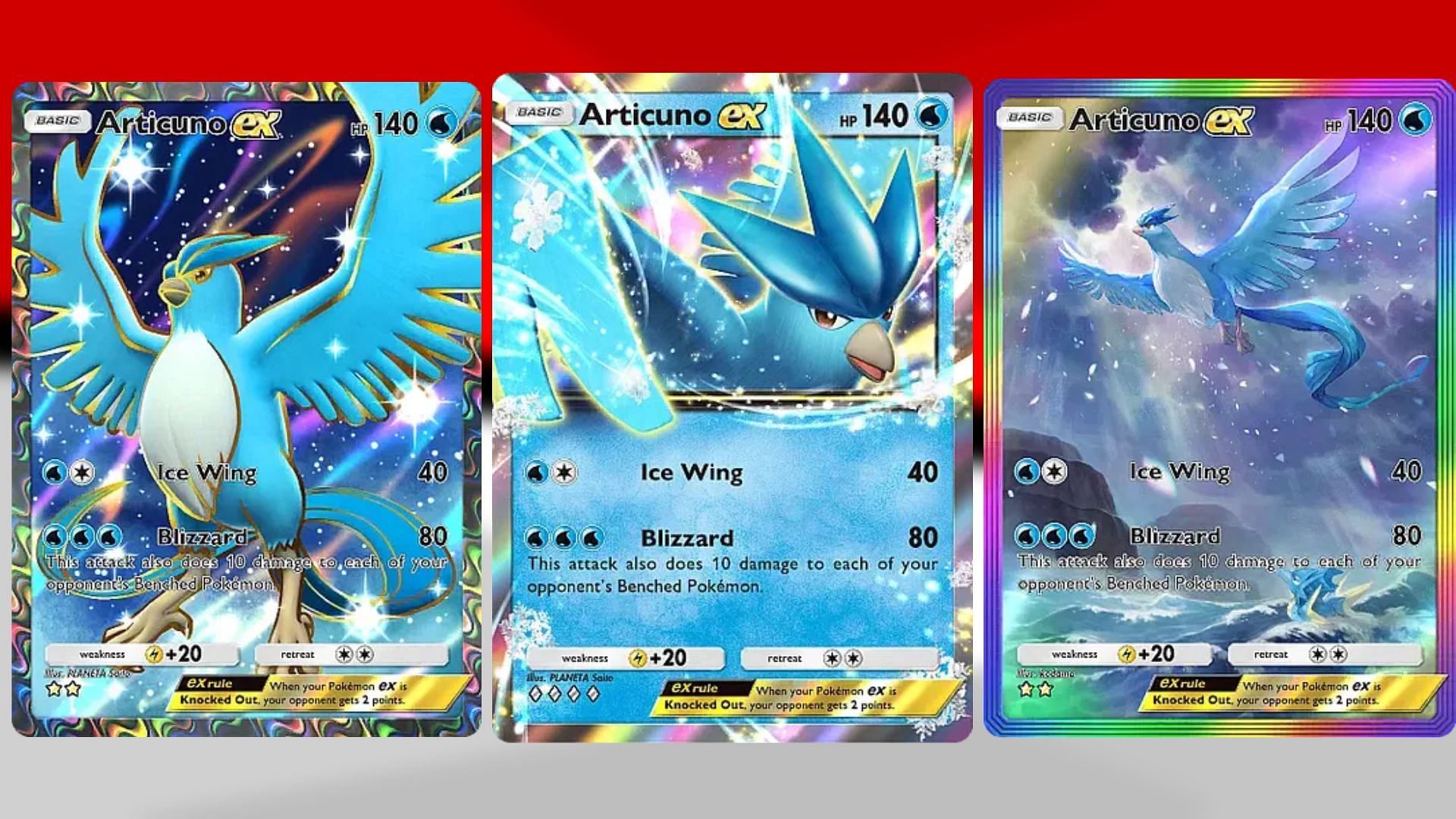 All Articuno ex variants in PTCGP (Image via TPC)